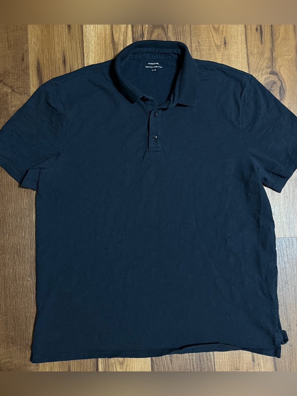 Vince Polo Shirt Mens Size Large 100% Cotton Blue Slub Preppy Classic Shirt